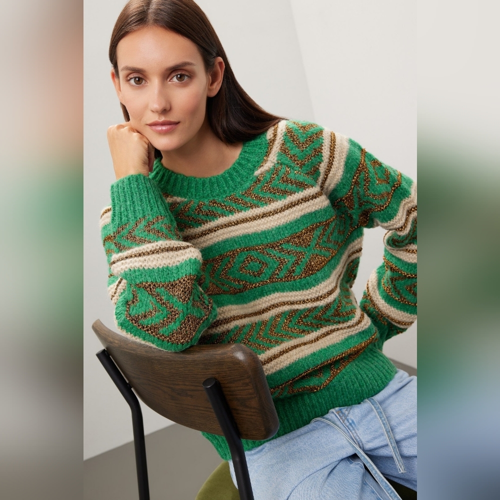 Scotch & Soda Amsterdam Green Bronze Metallic Knit Sweater XL